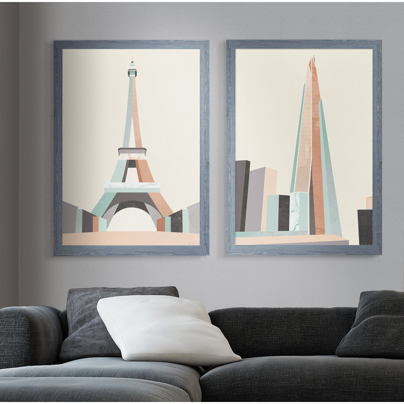« graphicing architecture i » par antonyme bunjamin (abe)-ensemble de 2 reproductions d’art sur cadre photo, Pas de tapis