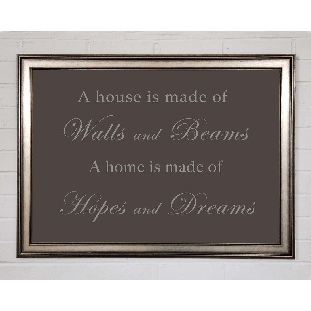 Gerahmtes Poster Home Quote Walls Beams Hopes Dreams Chocolate