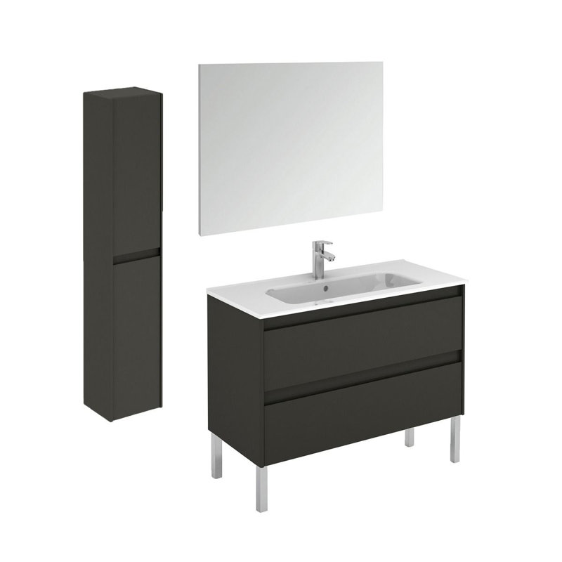 Ambra 39.6'' W Single Vanity, Glossy Anthracite