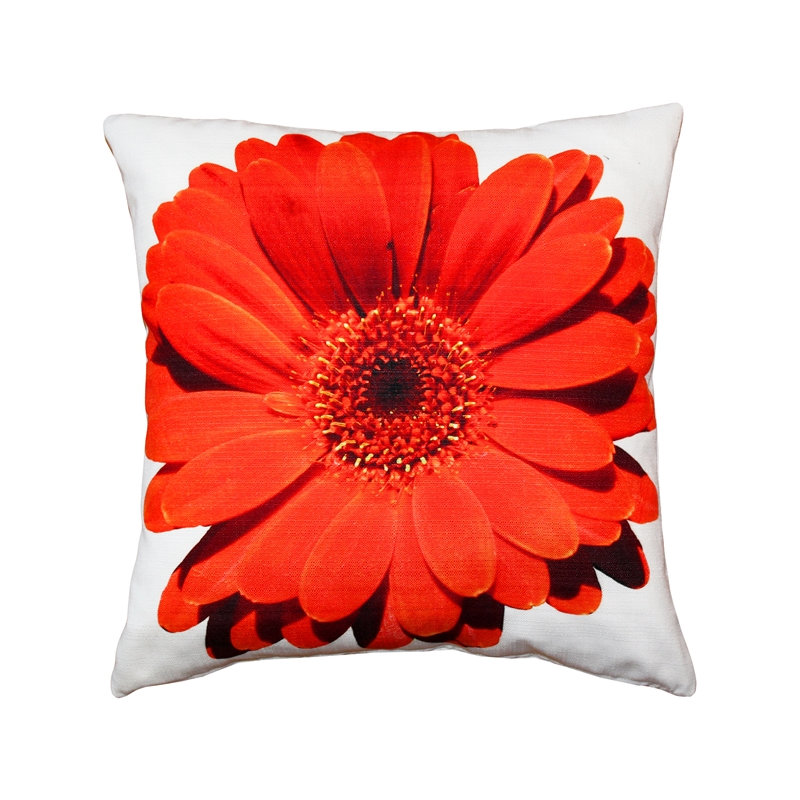 'Daisy Flower Indoor/Outdoor Throw Pillow, Red