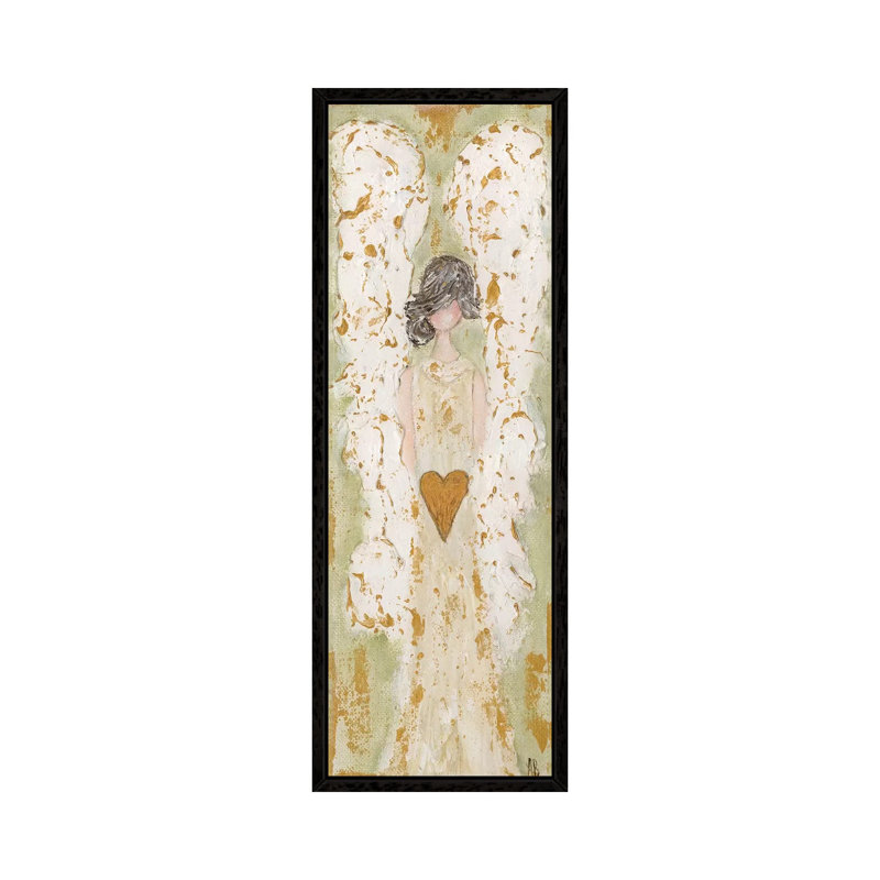 Green Angel by Ashley Bradley - Painting on Canvas, 30.48 cm H x 91.44 cm W, Black Framed
