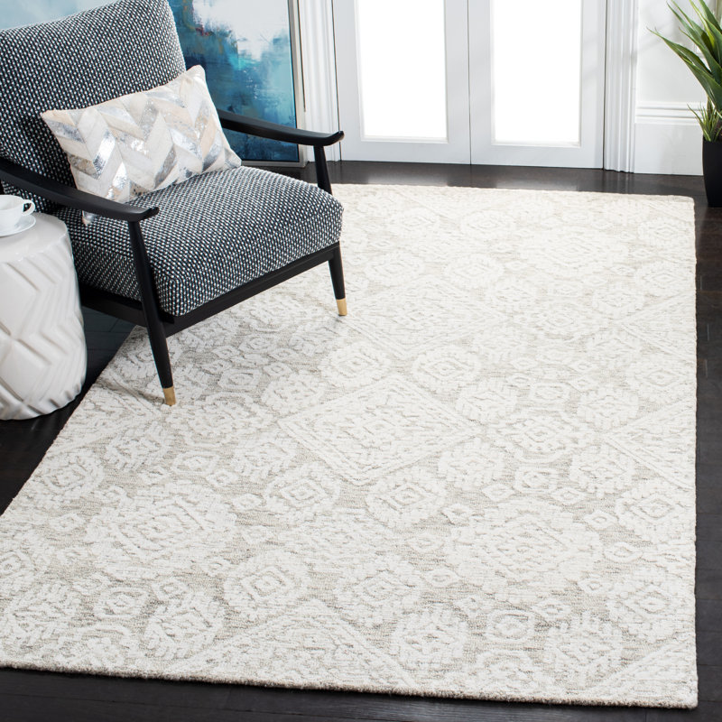 Metro Hand Tufted Indian Wool And Cotton With Latex Geometric Rug, Rectangle 4' x 6'