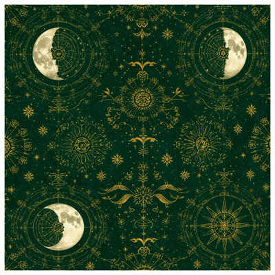 Celestial Moon Phases Quilted Bedspread All Sizes
