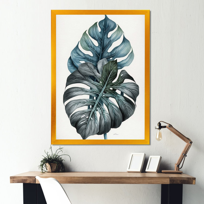 " Philodendron Leaf I ", Gold Picture Framed Canvas, 30" W x 40" H