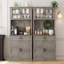 Armoire de cuisine, armoire de rangement haute avec support à micro-ondes, buffet autoportant-104005348