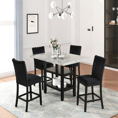 Meuble en bois 1 pièce moderne et élégant avec comptoir en faux marbre et base noire