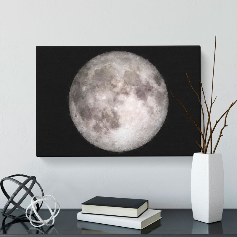 A Full Moon - Wrapped Canvas Painting, 60cm H x 91cm W x 3cm D