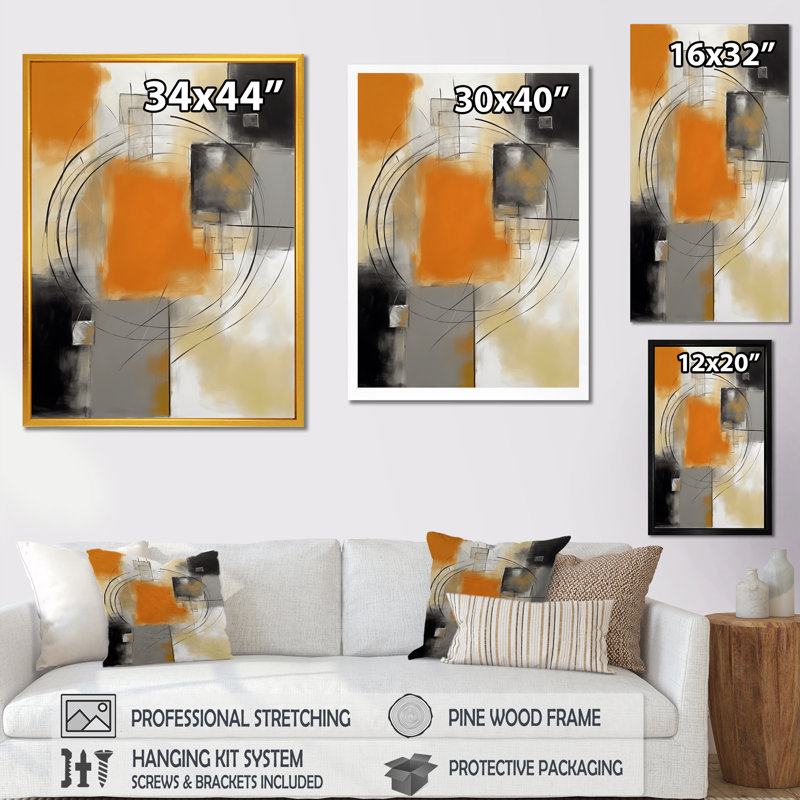 «Coggin Exploration Abstracted Patterns III», reproduction d'art sur toile, H 32 po x l 24 po x P 1 po, Cadre flottant doré