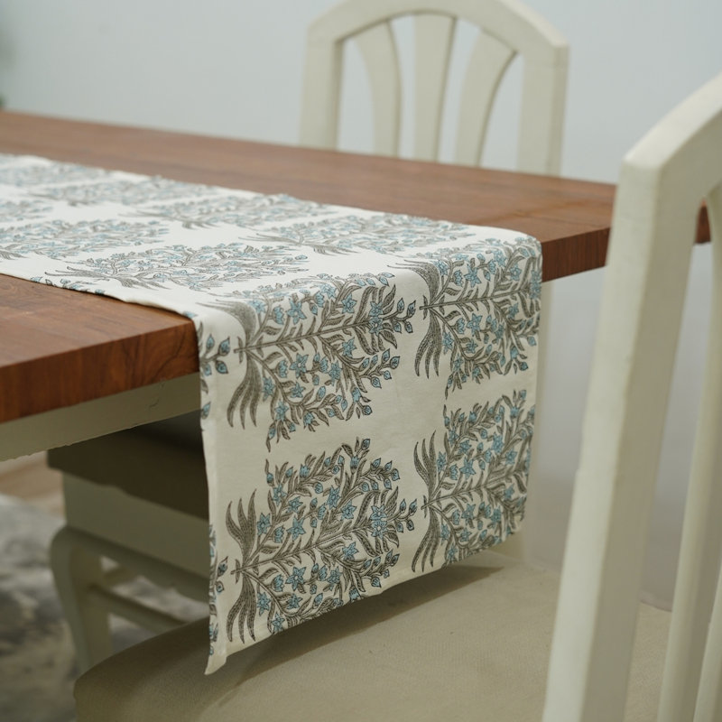 Red Barrel Studio® 16X106 Boho table runner, Handcrafted Runner, Vrindavan, Blue, 9" Rectangle