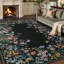     Tapis floral noir lavable 8 x 10 avec envers antidérapant Floral-1567461094