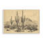 Cactus, paysage rétro, estampe numérique, design par Petal Prints Design-586144459-586144460