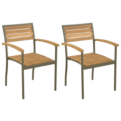 Chaises de patio empilables en bois d'acacia massif et acier