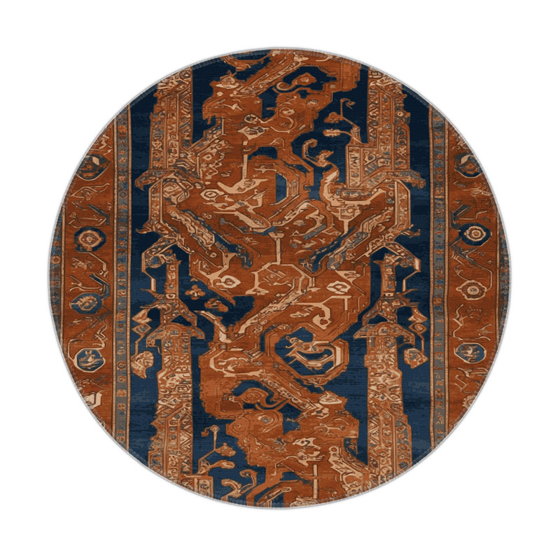 Tapis turc intérieur et extérieur brun, Rond 5 pi