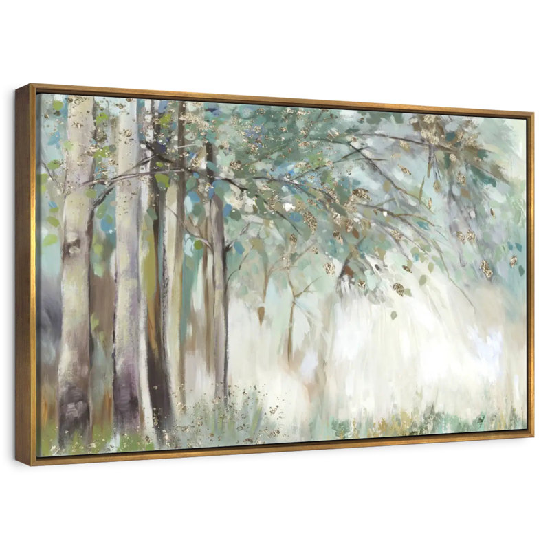 Feuilles d'argent, Cadre flottant doré, 40 po x 27 po