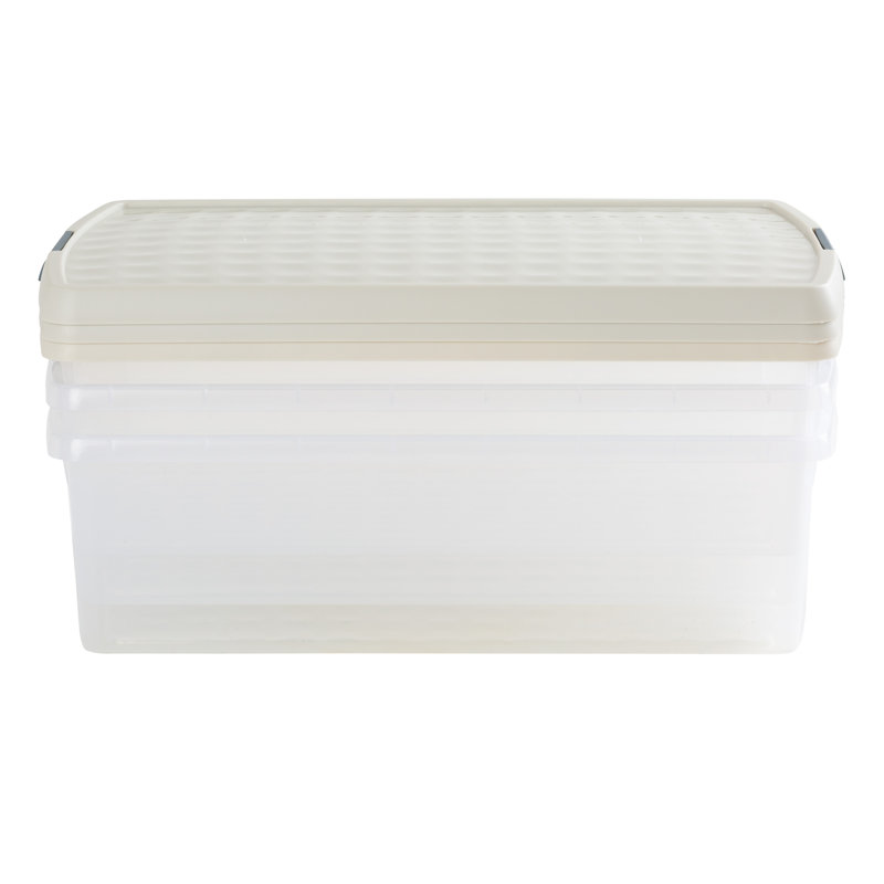 Wham Clip 30L Rectangular Plastic Storage Boxes with Secure Clip Lock Lids. L:59.5 x W:39.5 x H:17cm Clear/Stone/Slate Grey