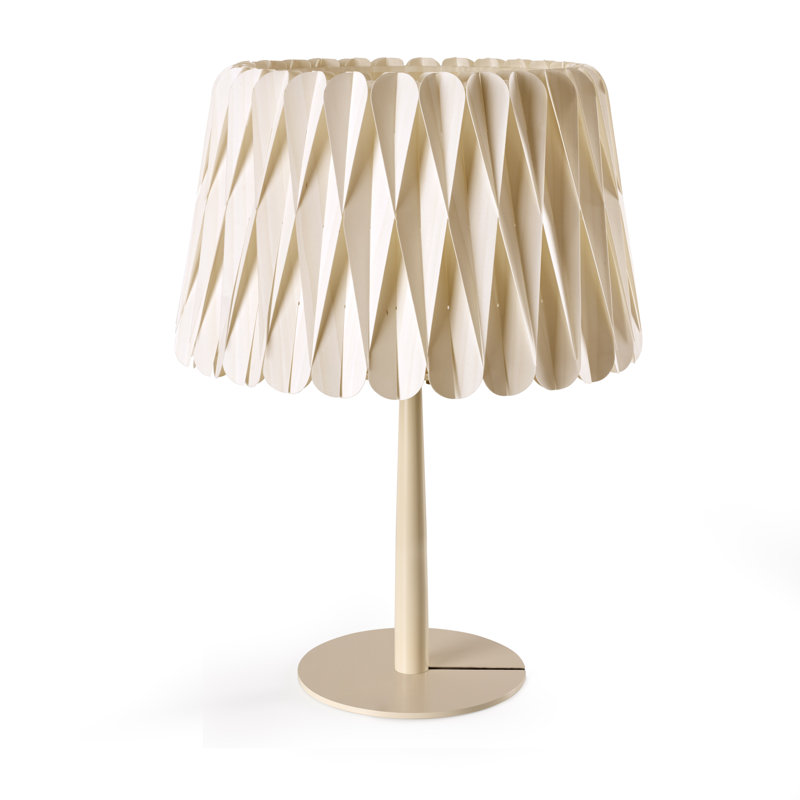 Lola Table Lamp, Matte Ivory, 20.9" H x 15.4" W x 15.4" D, Natural Beech