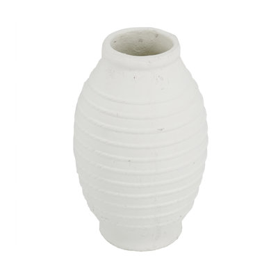 Round Terracotta Vase - Natural White Finish