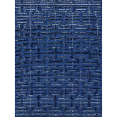 Manzoni Wool Geometric Area Rug in Navy
