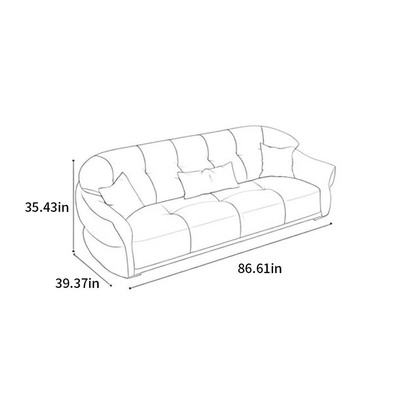 Canapé nordique simple de style crème pour petite famille, H 35,43 po x l 86,61 po x P 39,37 po, 3