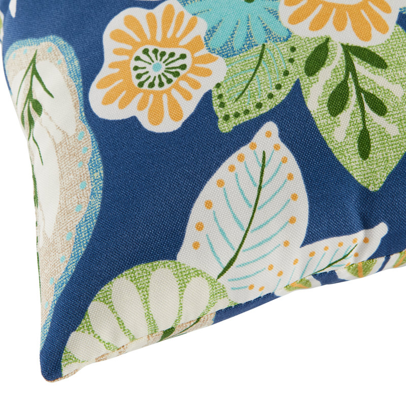 Henrich Indoor/Outdoor Striped Lumbar Pillow, Marlow Blue Floral