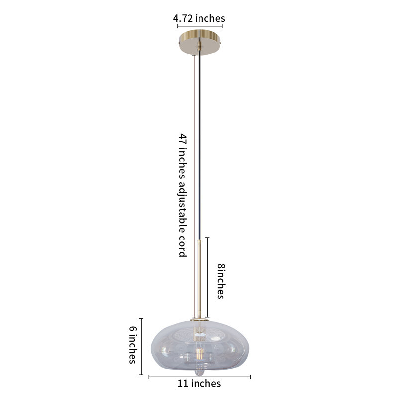 Luminaire suspendu 1 lumière Eathen, Transparent