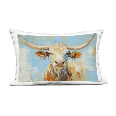 Coussin extérieur abstrait Texas Longhorn, imprimé par Tina LeCour, 14 x 7 x 20