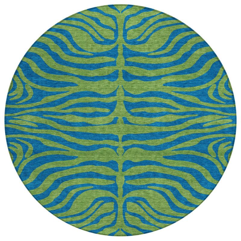 Fernelle Green Washable Indoor-Outdoor Rug - , 3' x 5'