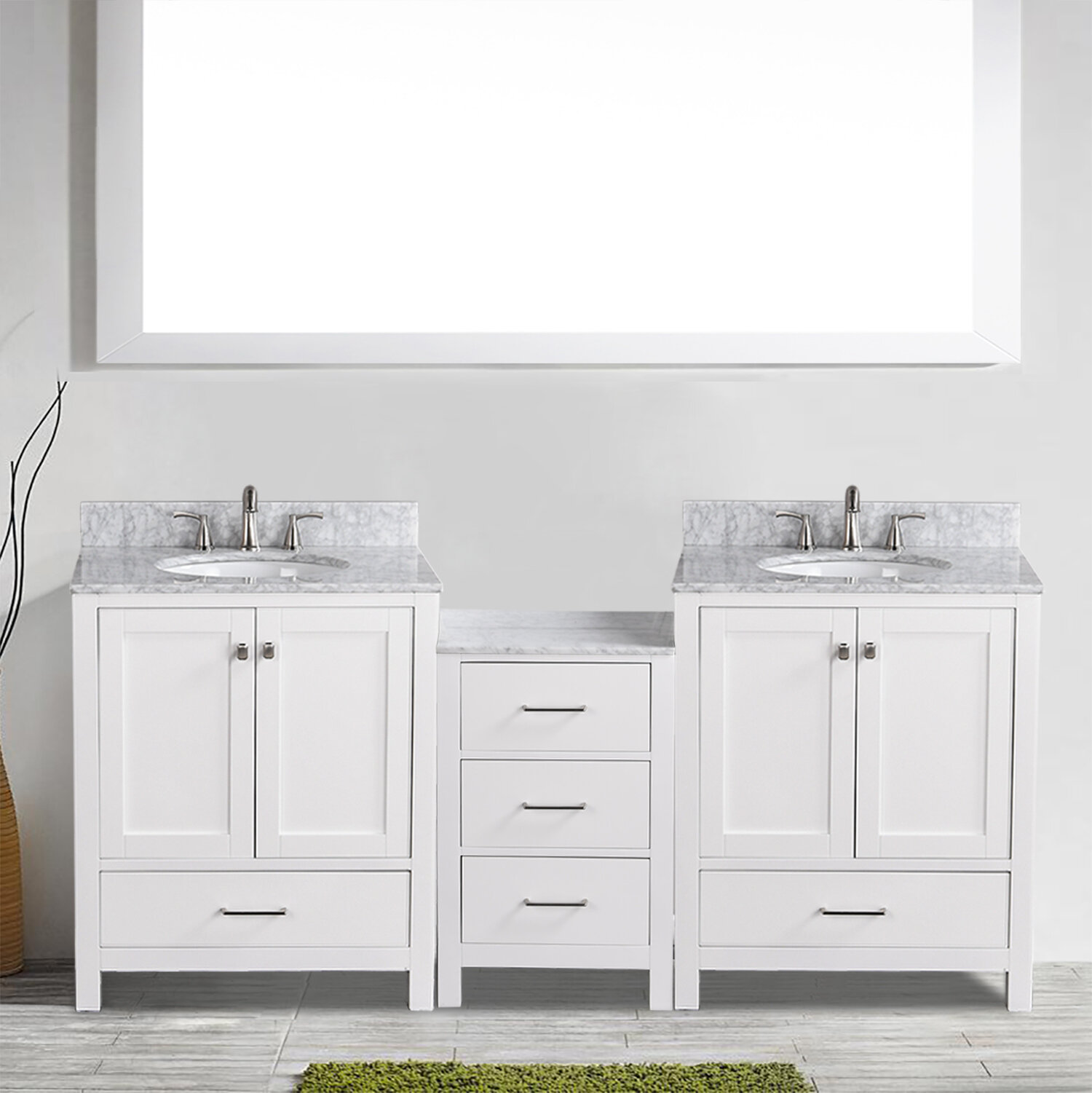 Jillian 54 Double Bathroom Vanity Set Sand & Stable Base Finish: White Wash