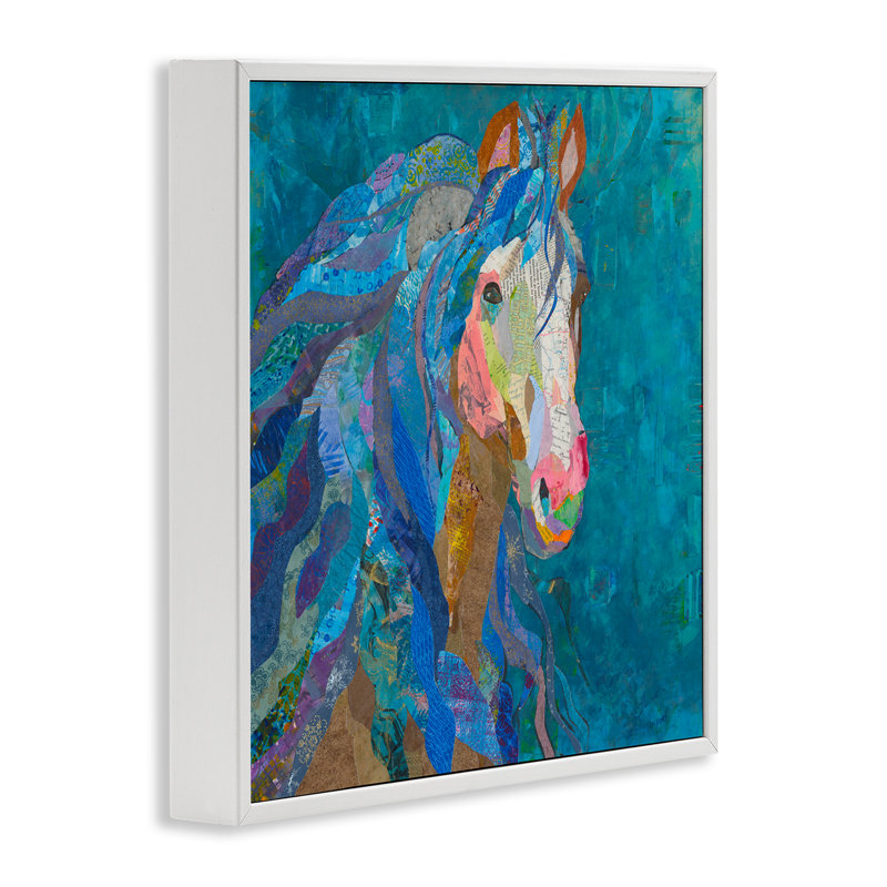 «Blue Collage Pegasus», art de la giclée encadrée par Violet Davenport, H 17 po x l 17 po