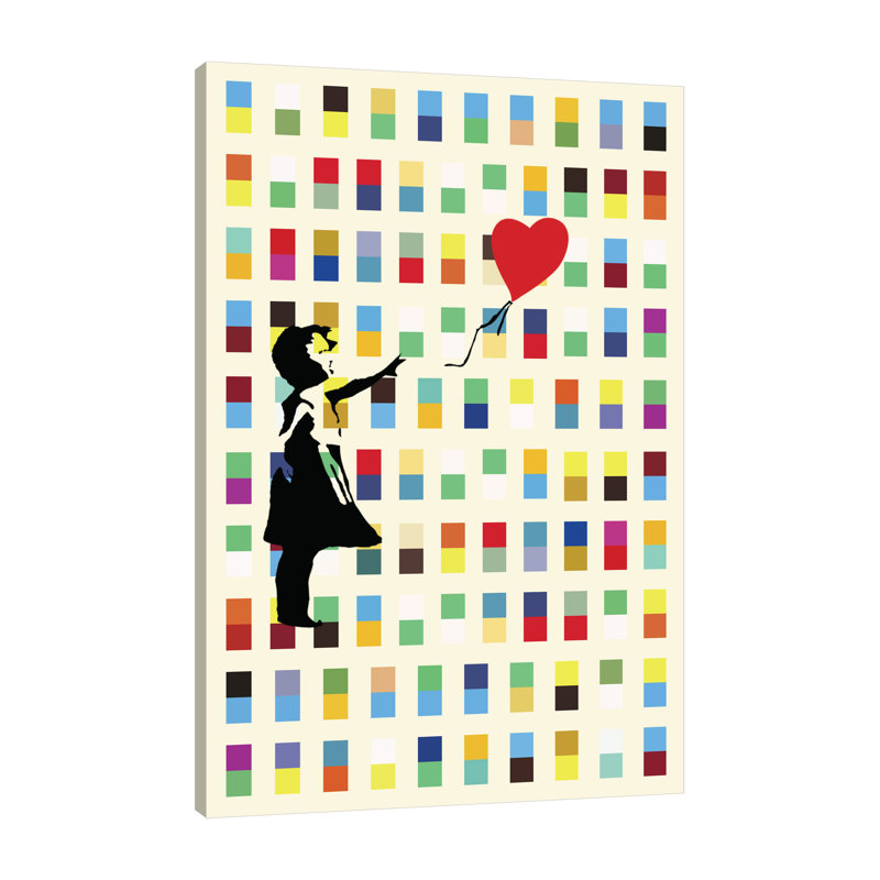 Balloon Girl In Retro by Banksy - Wrapped Canvas Print, 46 cm H x 30 cm W x 4 cm D