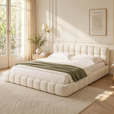 Upholstered Double Bed with Unique Mattress Design