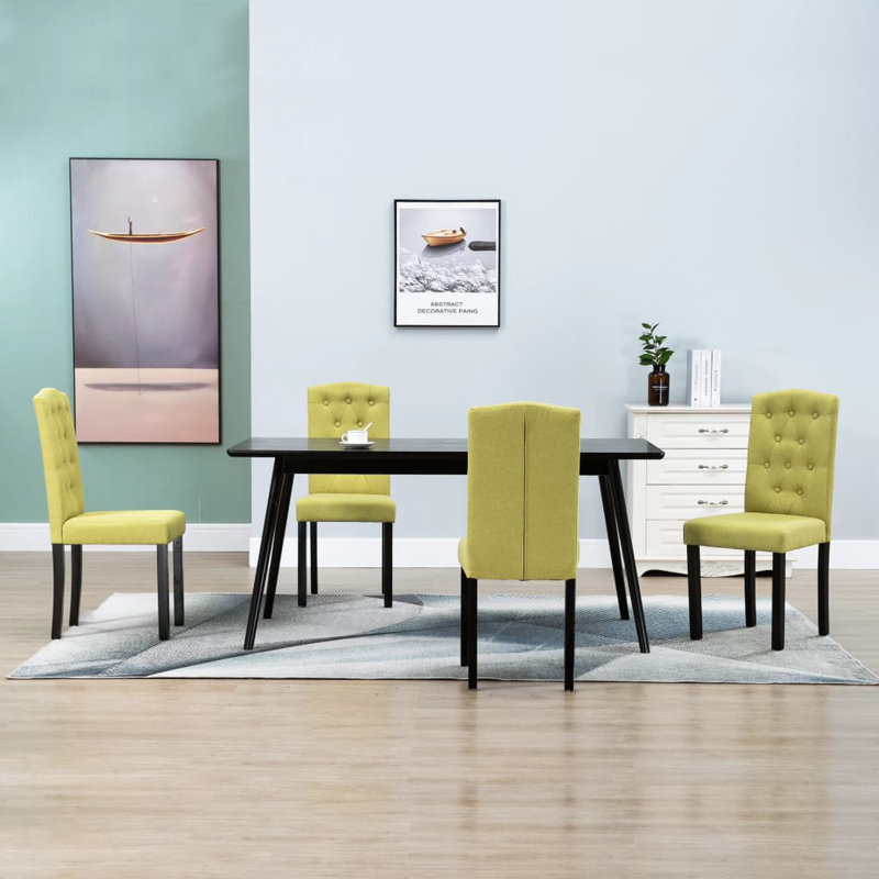 Dining Chairs Accent Side Chair with Solid Wood Legs for Kitchen, Vert, 4