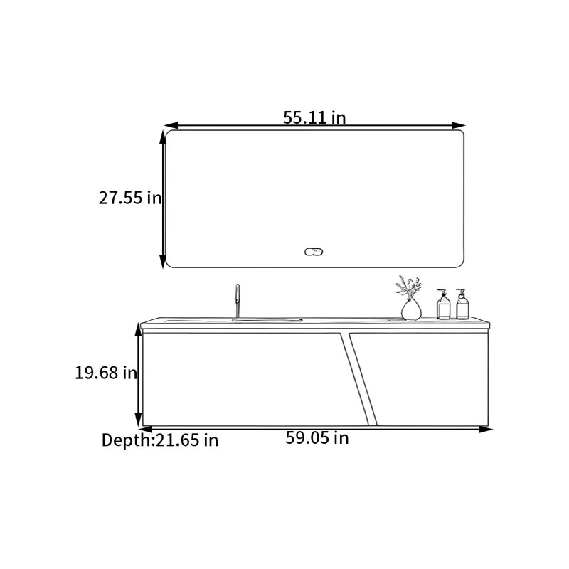 Simple and modern style bathroom cabinet, 59"