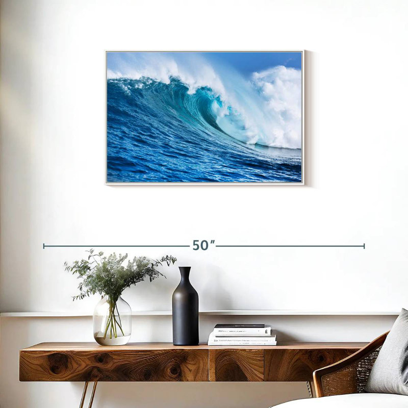 Grande vague, Cadre flottant blanc, 31 po x 21 po