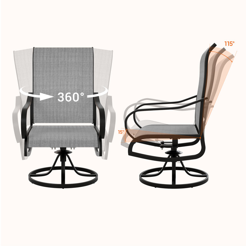 Fauteuils de patio pivotants Angeli, Gris