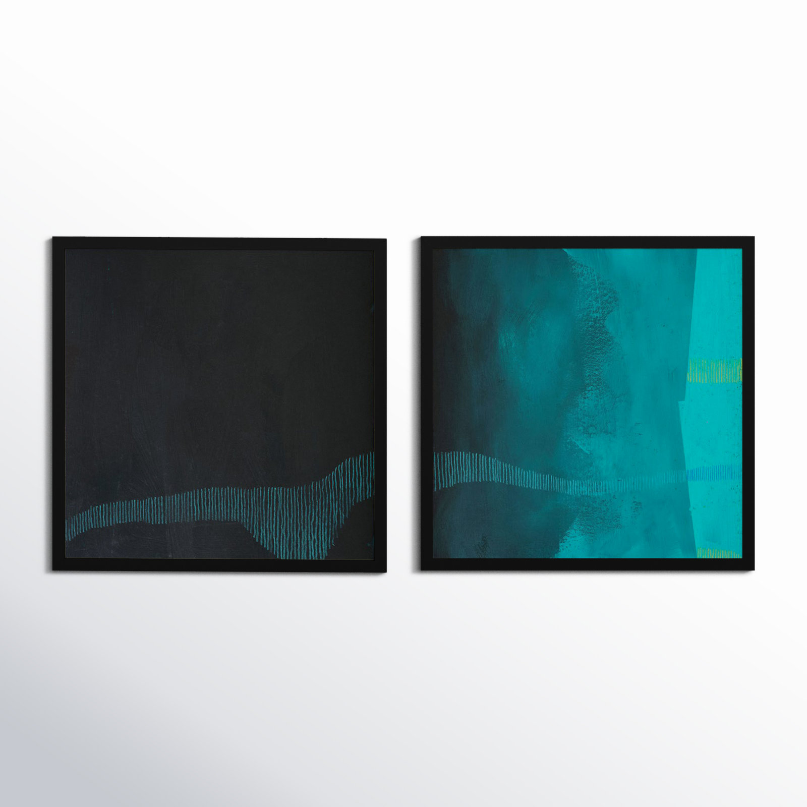 Delta Wave 3 and 4 2-Piece Painting Set, Black Framed, 44" H x 44" W x 1.25" D