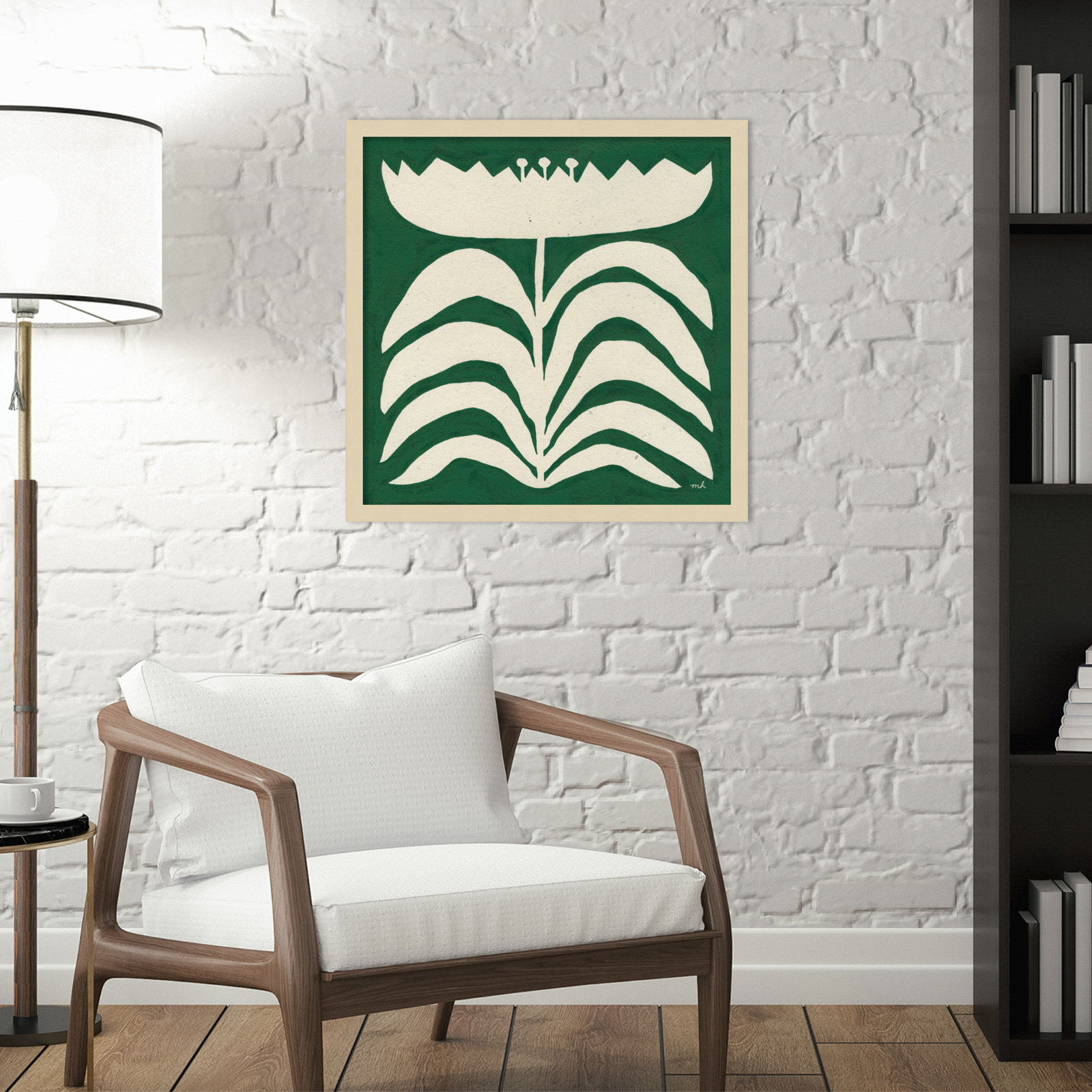 Delighted Floral II Emerald Print, 21" W x 21" H, Brown