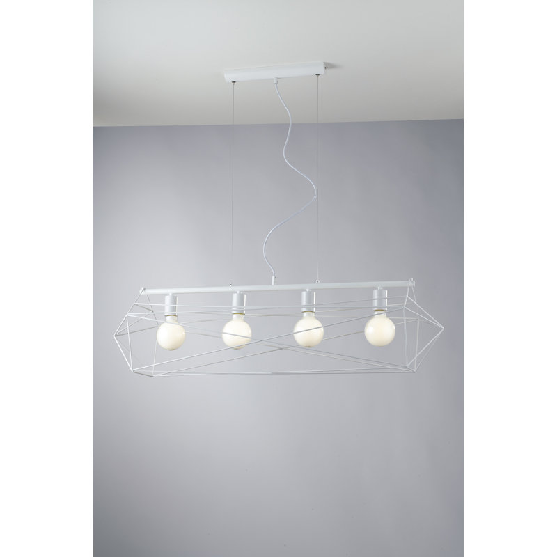 Cansas 4 - Light Geometric Pendant, White, White