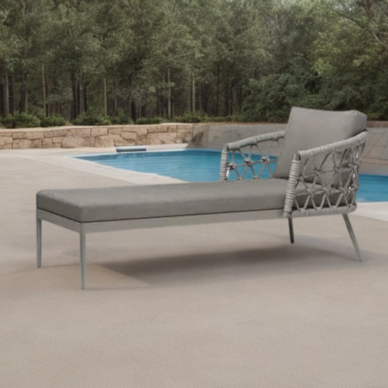 Outdoor Lounger Waterproof Fabric  Aluminum Frame Outdoor Single chaise with Cushions