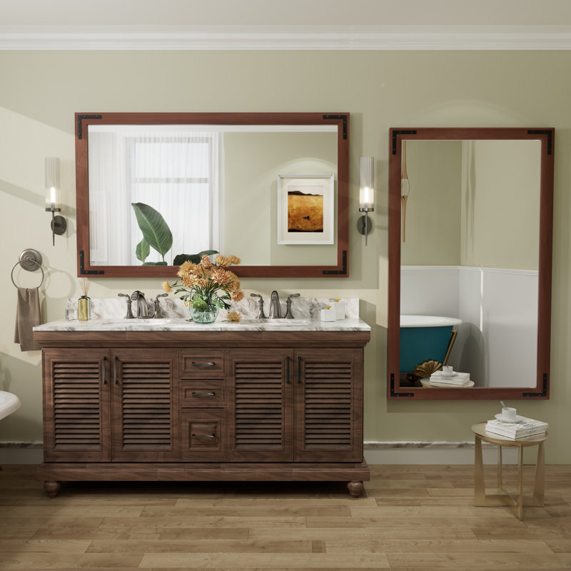 Miroir mural Amara Rustic Farmhouse, Brun, 60 po x 36 po