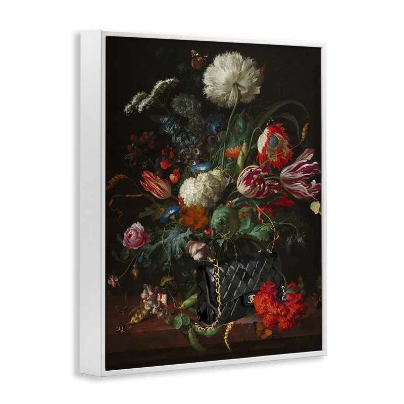 Bouquet rétro avec giclée par Amelia Noyes, Estampe numérique encadrée blanc bord de mer, H 20 po x l 16 po