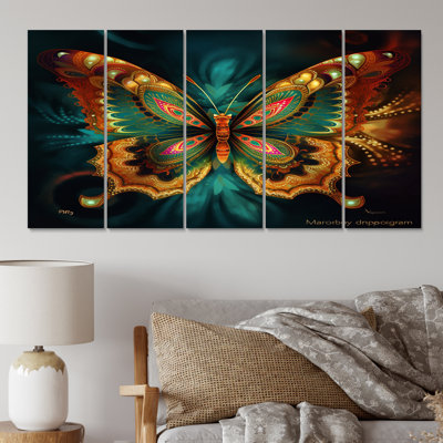 Ethereal Magical Butterfly I - Animals Butterfly Canvas Print - 5 Equal Panels