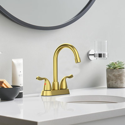 Modern Centerset 2-handle Bathroom Faucet with Drain Assembly