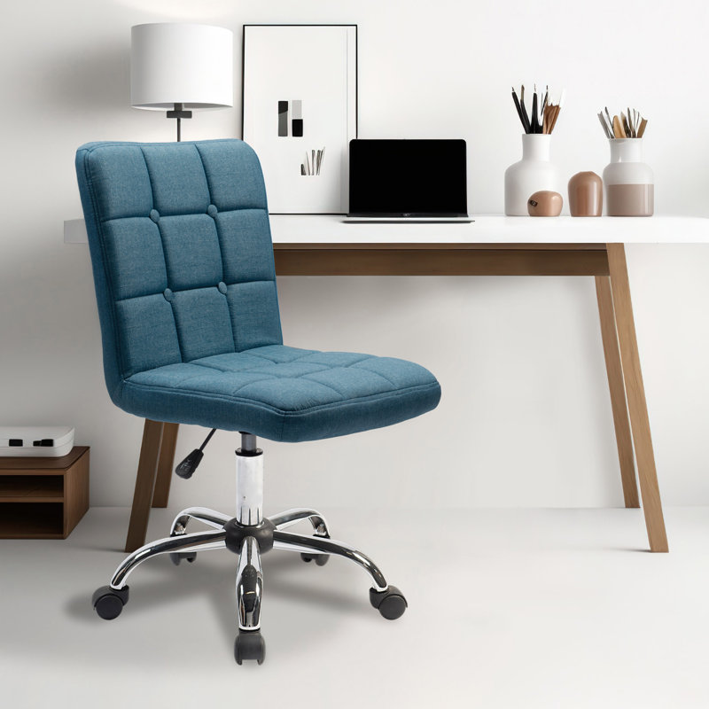 Chaise de bureau en tissu Paillere, Bleu