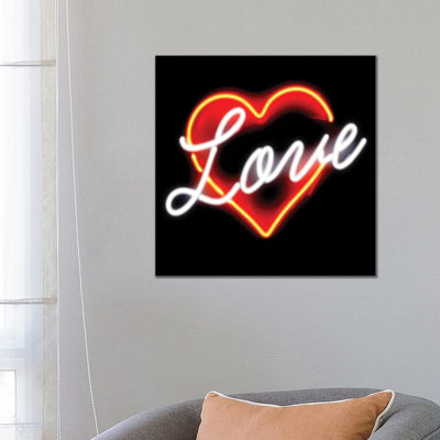 Neon Love Red On Black by Hailey Carr - Wrapped Canvas Gallery-Wrapped Canvas Giclée