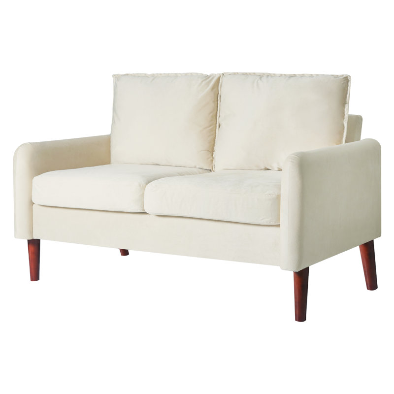 56" Velvet Sofa For Small Spaces, Compact Living Room & Apartment Furniture, Easy To Clean And Space Saving Design, Beige