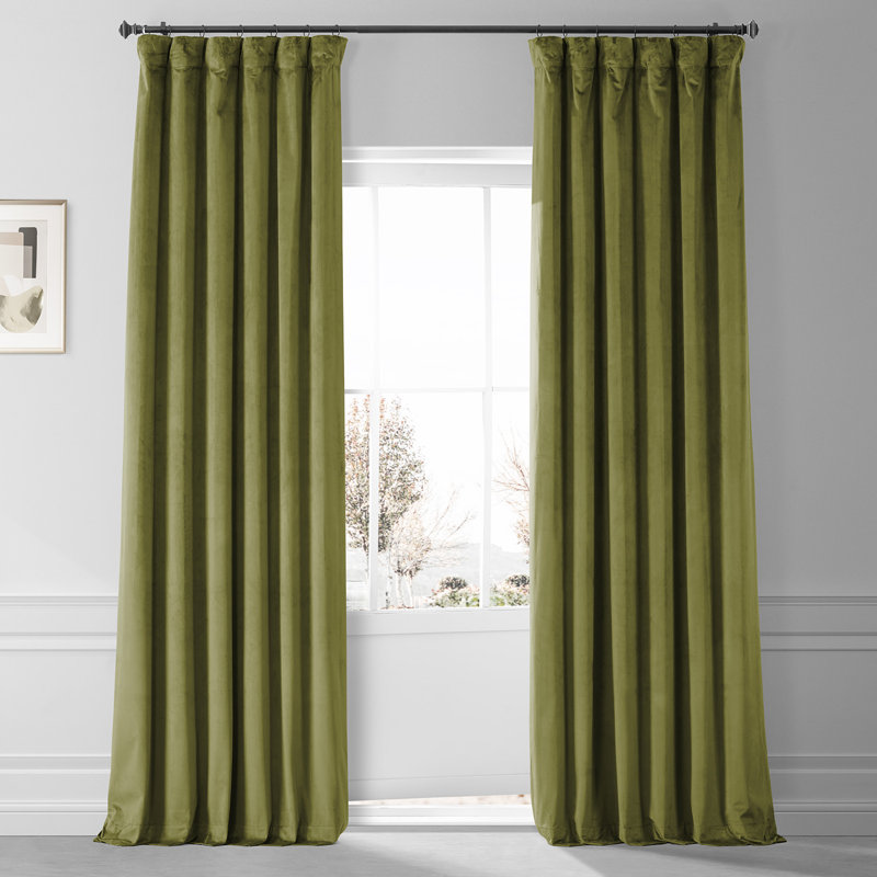 Loria Plush Velvet 100% Blackout Curtains For Bedroom, Living Room - Single Panel, 50" W x 84" L, Jalapeno Green