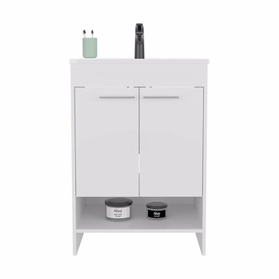 Meuble-lavabo avec lavabo, 2 portes, 2 tablettes