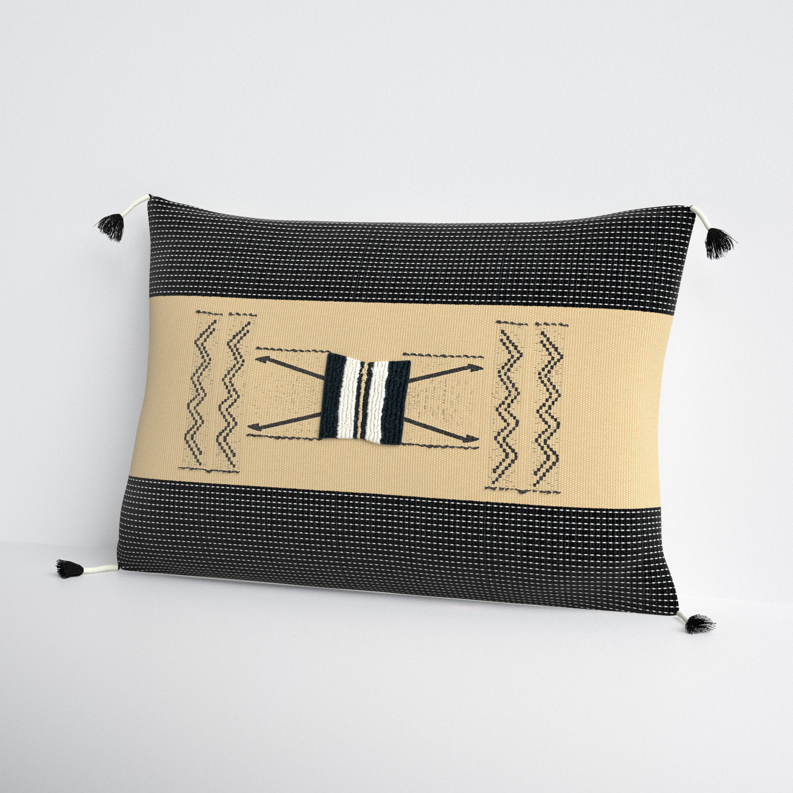 Senna Tassels Cotton Lumbar Throw Pillow, Pillow Cover Only - No Insert