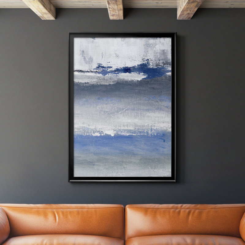 «Soft Solace Indigo», peinture sur toile encadrée, H 26,5 po x l 36,5 po x P 1,5 po, Noir